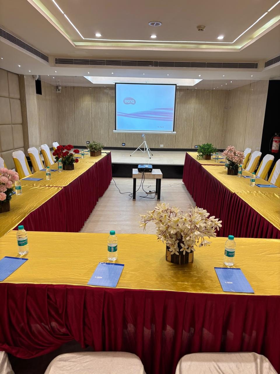 #innovativeblr conference AV setup with triple projection screens